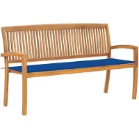 vidaXL Banco de jardín apilable con cojín, 159 cm, madera maciza de teca