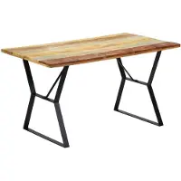 vidaXL Mesa de comedor, 140x80x76 cm, madera maciza con aspecto envejecido