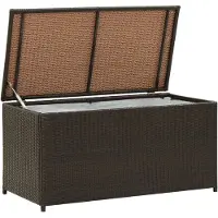 vidaXL Caja para jardín de ratán sintético, 100x50x50 cm, color marrón