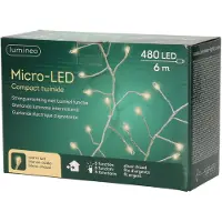 Lumineo Micro LED, efecto parpadeante, longitud 600 cm, 480 LED, color plateado/blanco cálido