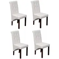 vidaXL : Juego de 4 sillas de comedor, color blanco, tapizadas en cuero sintético