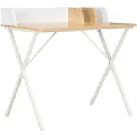 vidaXL Escritorio blanco y color madera, 80x50x84 cm ()