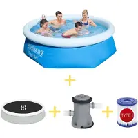 Bestway Piscina - Montaje Rápido - 244 x 66 cm - Incluye cubierta solar, bomba de filtración y filtro