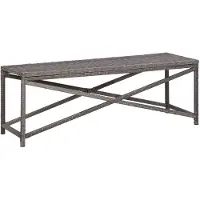 vidaXL Banco de jardín "Hormersdorf" fabricado con ratán de polietileno (PE) y estructura de acero con revestimiento en polvo, en color gris. Dimensiones (largo/ancho/alto): 120x40x43 cm