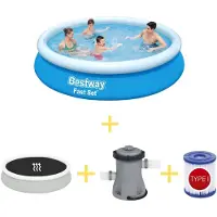Bestway Piscina - Montaje Rápido - 366 x 76 cm - Incluye cubierta solar, bomba de filtración y filtro