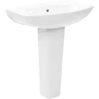 vidaXL Lavabo de pedestal independiente, cerámica blanca, 650x520x200 mm
