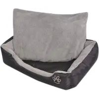 vidaXL Cama para perros con cojín acolchado, tamaño M, color negro