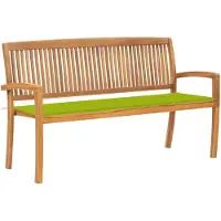 vidaXL Banco de jardín apilable con cojín, 159 cm, madera maciza de teca