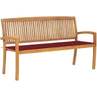 vidaXL Banco de jardín apilable con cojín, 159 cm, madera maciza de teca