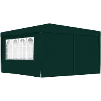 vidaXL Tienda de campaña para fiestas profesional, con paredes laterales, 4x4 metros, color verde, 90 g/m²