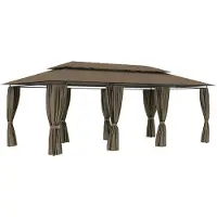 vidaXL Pabellón con cortinas, 600x298x270 cm, color beige, 180 g/m²