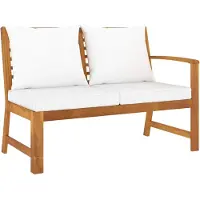 vidaXL : Banco de jardín de 114,5 cm con cojines color crema, fabricado en madera de acacia maciza