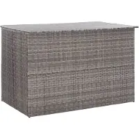 vidaXL Caja de almacenamiento para jardín, color gris, 150x100x100 cm, de ratán sintético