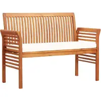 vidaXL Banco de jardín para 2 personas con cojines, 120 cm, madera maciza de acacia