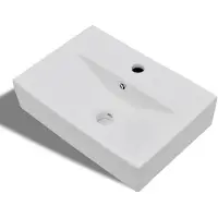 vidaXL : Lavabo de cerámica blanco, rectangular, con orificio para grifo y desbordamiento