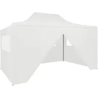 vidaXL Tienda de campaña plegable para fiestas con 4 paneles laterales, de 3x4,5 metros, color blanco