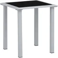 vidaXL : Mesa de jardín, color y plateado, 41x41x45 cm, fabricada en acero y vidrio