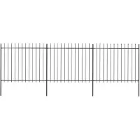 vidaXL Valla para jardín con punta de lanza, acero, 504 x 150 cm, color