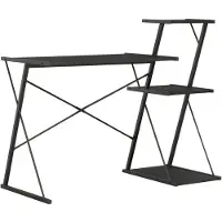 vidaXL Escritorio con estantería, color negro, 116 x 50 x 93 cm