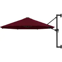 vidaXL Sombrilla de pared con mástil de metal, 300 cm, color burdeos