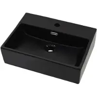 vidaXL : Lavabo de cerámica negro con orificio para grifo, 51,5 x 38,5 x 15 cm