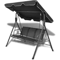 vidaXL Silla colgante estilo Hollywood con dosel, color negro