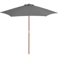 vidaXL Sombrilla con mástil de madera, 270 cm, color antracita