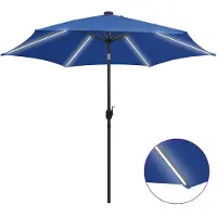 vidaXL Sombrilla con iluminación LED y mástil de aluminio, 300 cm, color azul turquesa
