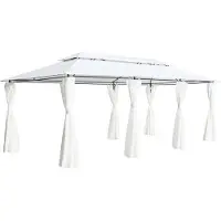 vidaXL Pabellón con cortinas, 600x298x270 cm, blanco, 180 g/m²