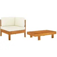 vidaXL Juego de 2 sillones de jardín con cojines color crema, fabricado en madera de acacia
