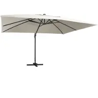 vidaXL Parasol para jardín con iluminación LED, mástil de aluminio, 400x300 cm, color arena