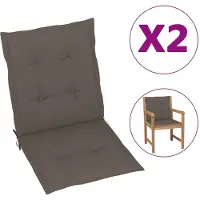 vidaXL : 2 fundas para sillas de jardín, para sillas de respaldo bajo, color taupé, 100x50x3 cm