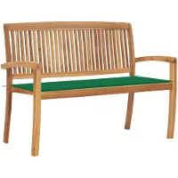 vidaXL Banco de jardín apilable con cojín, 128,5 cm, madera maciza de teca