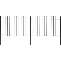 vidaXL Valla para jardín con punta de lanza, acero, 337 x 120 cm, color