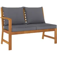 vidaXL : Banco de jardín de 114,5 cm con cojín gris oscuro, fabricado en madera de acacia maciza