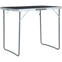vidaXL Mesa plegable para camping con estructura de metal, 80x60 cm, color gris