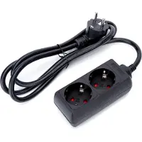 Aigostar - Regleta de enchufes de 2 tomas, cable de 1.5 metros, 16A, 3680W, con protección para niños, ideal para oficina y viajes, color