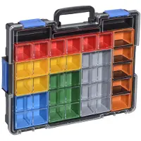 Allit Caja de surtido Euro Plus Pro, dimensiones 440 x 355 x 76 mm, 18 compartimentos, 4 separadores, transparente, color negro