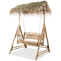 vidaXL Hamaca de jardín de estilo Hollywood para 2 personas, con motivos de hojas de palmera y estructura de bambú, 202 cm