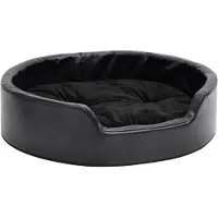 vidaXL Cama para perros, color negro, 69x59x19 cm, con felpa y cuero sintético