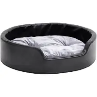 vidaXL Cama para perros, color y gris, 69x59x19 cm, con felpa y cuero sintético