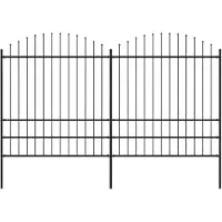 vidaXL Valla para jardín con punta de lanza, acero, 337 x 200 cm, color