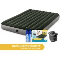Intex Prestige Downy: Colchón inflable para dos personas, con bomba eléctrica y kit de reparación, dimensiones 191x152x25 cm, fabricado en PVC, color verde