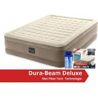 Intex Ultra Plush: Colchón inflable doble, con kit de reparación y bomba integrada. Dimensiones: 203x152x46 cm. Material: PVC. Color: Beige