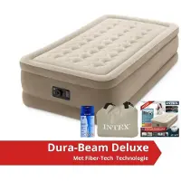 Intex Ultra Plush: Colchón inflable individual. Incluye kit de reparación y bomba integrada. Dimensiones: 191 x 99 x 46 cm. Material: PVC. Color: Beige