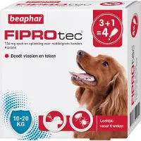 Beaphar FiproTec Spot-On Perro 10 - 20 kg - 3 + 1 pipetas