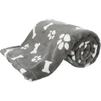 Trixie Manta para perros , modelo Kenny, de forro polar, con estampado de huesos, color gris
