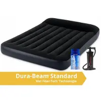 Intex Pillow Rest Classic: Colchón inflable - Modelo Zweifler - Incluye kit de reparación y bomba integrada - 191x137x25 cm - Fabricado en PVC - Color azul oscuro