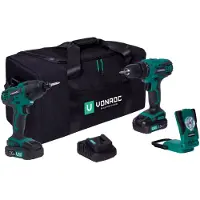 Vonroc Juego de herramientas VPower 20V - 2.0Ah | Incl. 2 máquinas, 2 baterías y un cargador rápido