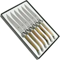 Laguiole Forge , T62MINB, punta de cuerno juego de cuchillos para carne
